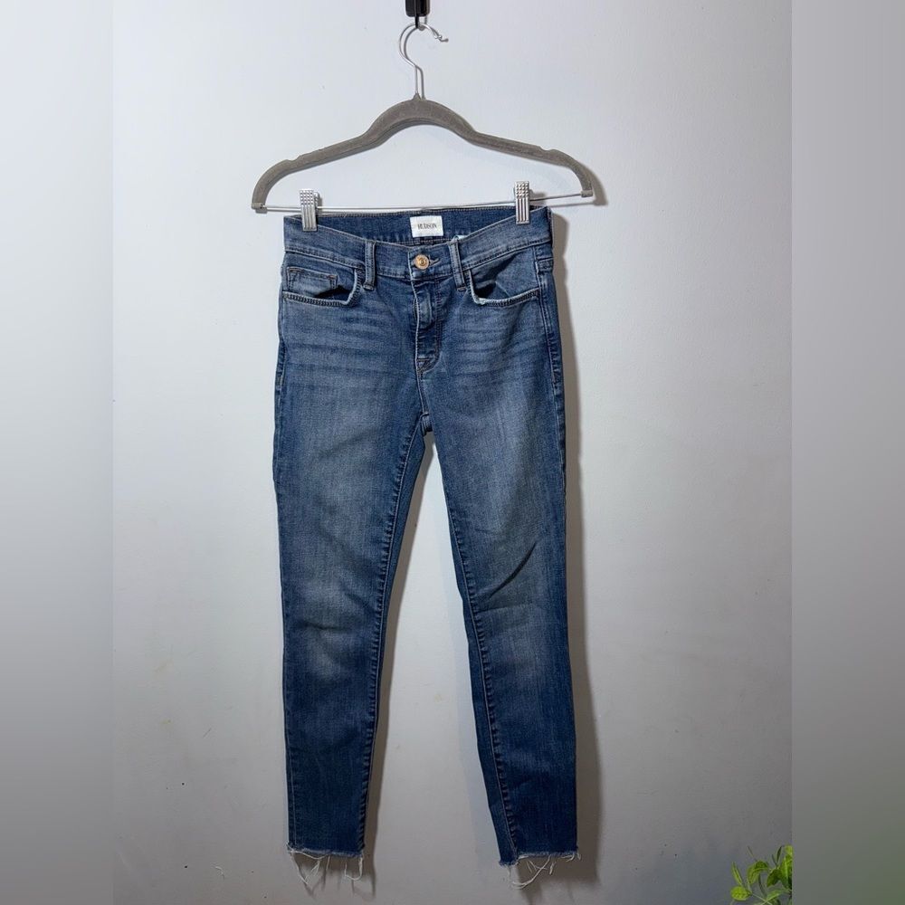 HUDSON Jeans Womens Natalie Super Skinny Ankle raw hem Jeans Blue Size 25 EUC